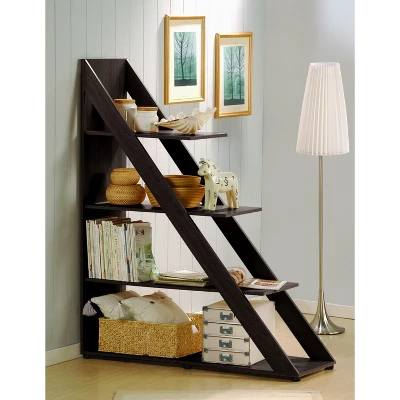 59" Psinta Modern Shelving Unit Dark Brown - Baxton Studio 2 59" Psinta Modern Shelving Unit Dark Brown - Baxton Studio - Image 2