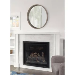 30" Hutton Round Wall Mirror Gray - Kate & Laurel All Things Decor -Home Decor Shop GUEST 986a6d19 d3c0 4970 8990 ae9aad8f62f4