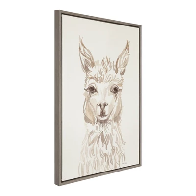 23" X 33" Sylvie Watercolor Alpaca Framed Canvas Wall Art By Patricia Shaw Gray - Kate And Laurel 1 23" X 33" Sylvie Watercolor Alpaca Framed Canvas Wall Art By Patricia Shaw Gray - Kate And Laurel