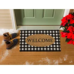 Evergreen Buffalo Check Welcome Indoor Outdoor Natural Coir Doormat 1'4"x2'4" Black 7 Evergreen Buffalo Check Welcome Indoor Outdoor Natural Coir Doormat 1'4"x2'4" Black -Home Decor Shop GUEST 99ee1f37 c506 4e06 898b 1e88f16883c3