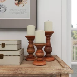 Set Of 3 Rustic Pillar Candle Holder - Olivia & May -Home Decor Shop GUEST 9a2f8a60 0bd4 4002 b50b d56a6a9ce89d