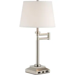 360 Lighting Camber Modern Desk Table Lamp 29" Tall Brushed Steel With USB And AC Power Outlet In Base Swing Arm Linen Shade For Bedroom Living Room 15 360 Lighting Camber Modern Desk Table Lamp 29" Tall Brushed Steel With USB And AC Power Outlet In Base Swing Arm Linen Shade For Bedroom Living Room -Home Decor Shop GUEST 9aaaee7a 86be 4aff b573 fe5d3e65423a