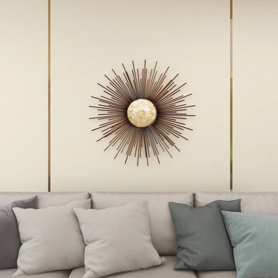 Metal Sunburst Wall Decor With Capiz Accent Gold - Olivia & May 9 Metal Sunburst Wall Decor With Capiz Accent Gold - Olivia & May - Image 9