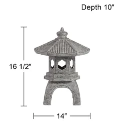 John Timberland Pagoda Statue Sculpture Garden Decor Indoor Outdoor Front Porch Patio Yard Outside Home Balcony Old Faux Stone Finish 16 1/2" Tall -Home Decor Shop GUEST 9ec803a3 e9e6 4196 926f db9f31e660fd