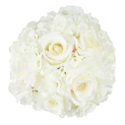 Nature Spring Hydrangea And Rose Floral Arrangement With Vase - 10" X 10", Cream -Home Decor Shop GUEST 9eede715 6e9b 488b 9524 1a9bfe0078d5