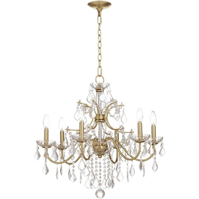 Vienna Full Spectrum DeMallo Gold Chandelier 26" Wide French Scroll Arm Clear Crystal 6-Light Fixture For Dining Room House Foyer Kitchen Island Home 7 Vienna Full Spectrum DeMallo Gold Chandelier 26" Wide French Scroll Arm Clear Crystal 6-Light Fixture For Dining Room House Foyer Kitchen Island Home - Image 7
