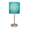 19.5" Bedside USB Port Feature Metal Table Desk Lamp Brushed Steel With Teal Fabric Shade - Creekwood Home