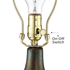 360 Lighting Emma Modern Mid Century Accent Table Lamp 21" High Wood Brown Ceramic Oatmeal Drum Shade For Bedroom Living Room Bedside Nightstand Home -Home Decor Shop GUEST a1230d35 dfeb 4b34 8a51 2316768f8399