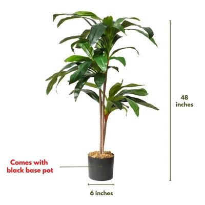 Forever Leaf 48" Artificial Dracaena Plant In Black Pot, Indoor Artificial Plant For Home Decor 5 Forever Leaf 48" Artificial Dracaena Plant In Black Pot, Indoor Artificial Plant For Home Decor - Image 5