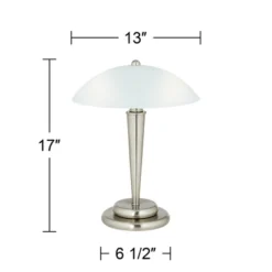360 Lighting Deco Modern Accent Table Lamp 17" High Brushed Steel Touch On Off White Glass Dome Shade For Bedroom Bedside Nightstand Office Family -Home Decor Shop GUEST a14d70b2 4bc8 4819 97eb c87ec392f7f2