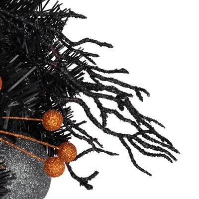 Northlight Orange Ornaments And Ghost Halloween Pine Wreath, 24-Inch, Unlit 2 Northlight Orange Ornaments And Ghost Halloween Pine Wreath, 24-Inch, Unlit - Image 2