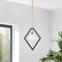 15" X 15" X 41" 1-Light Fayres Pendant Black - Warehouse Of Tiffany