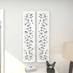 Set Of 2 Wood Floral Intricately Carved Scroll Wall Decors White - Olivia & May -Home Decor Shop GUEST a22fb762 00ea 439f b16e 61a45df3bf30