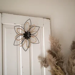 Black Flower Metal & Reed Wall Art - Foreside Home & Garden