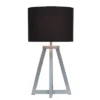 Wood Interlocked Triangular Table Lamp With Fabric Shade Black - Simple Designs