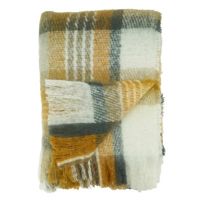Saro Lifestyle Throw Blanket With Faux Mohair Check Design 1 Saro Lifestyle Throw Blanket With Faux Mohair Check Design