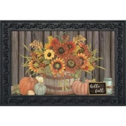 Hello Fall Floral Primitive Doormat Autumn Indoor Outdoor 30" X 18" Briarwood Lane