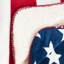 50"x60" U.S.A Flag Design Sherpa Throw Blanket Red - Saro Lifestyle