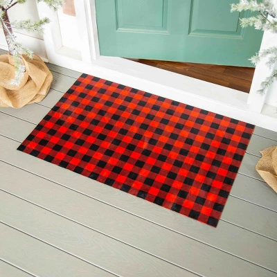 Evergreen Red And Black Buffalo Check Layering Mat 11.5 X 9.5 Inches Indoor And Outdoor Decor 3 Evergreen Red And Black Buffalo Check Layering Mat 11.5 X 9.5 Inches Indoor And Outdoor Decor - Image 3