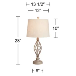 Franklin Iron Works Annie Modern Coastal Table Lamps 28" Tall Set Of 2 Weathered Sand Iron Cream Tapered Drum Shade For Bedroom Living Room Bedside -Home Decor Shop GUEST a87e9174 814a 4640 87a2 82db762c0067