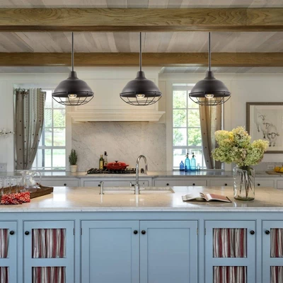 Light Levi Industrial Farmhouse Iron Linear LED Pendant Oil Rubbed Bronze - JONATHAN Y 2 Light Levi Industrial Farmhouse Iron Linear LED Pendant Oil Rubbed Bronze - JONATHAN Y - Image 2