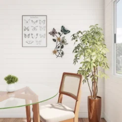 Hastings Home Garden Butterfly Metal Wall Art Decorative 3D Flowers For Modern Farmhouse - Hand-Painted Distressed Finish -Home Decor Shop GUEST a9791e19 f11f 45e0 82cb 6db8eb4fb78b