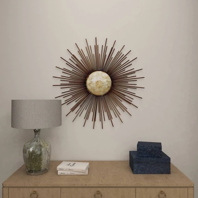 Metal Sunburst Wall Decor With Capiz Accent Gold - Olivia & May 6 Metal Sunburst Wall Decor With Capiz Accent Gold - Olivia & May - Image 6