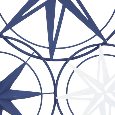 Metal Stars Indoor Outdoor Compass Wall Decor Blue - Olivia & May 2 Metal Stars Indoor Outdoor Compass Wall Decor Blue - Olivia & May - Image 2