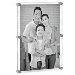 Azar Displays Floating Acrylic Wall Frame With Silver Stand Off Caps: 30" X 40" Graphic Size, Overall Frame Size: 34" X 44", 1-Pack