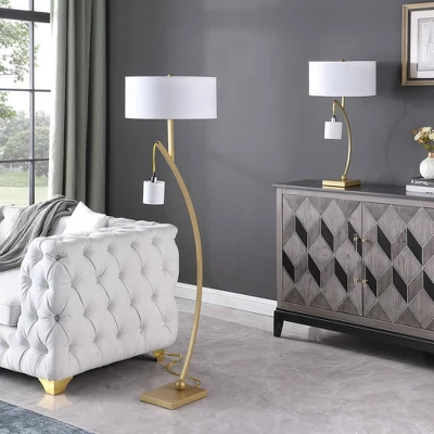 59" Contemporary Arc With Hanging Pendulum Metal Floor Lamp Gold - Ore International 6 59" Contemporary Arc With Hanging Pendulum Metal Floor Lamp Gold - Ore International - Image 6