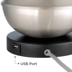 360 Lighting Simon Modern Accent Table Lamps Set Of 2 21" High Silver With USB Charging Port White Glass Dome Shade For Bedroom Living Room House Desk -Home Decor Shop GUEST ac880428 e392 4a76 93c3 8f3613f1f037