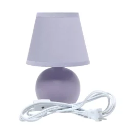 8.66" Petite Ceramic Orb Base Bedside Table Desk Lamp With Matching Tapered Drum Fabric Shade Purple - Creekwood Home -Home Decor Shop GUEST ae3f931f 09ff 4237 87c6 c004b7db858d