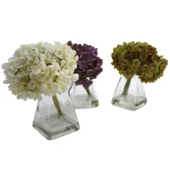 Set Of 3 Artificial Hydrangea Plant In Glass Vase - Nearly Natural 13 Set Of 3 Artificial Hydrangea Plant In Glass Vase - Nearly Natural -Home Decor Shop GUEST ae89ec33 5ba7 431f bcfe edaec9d5710d