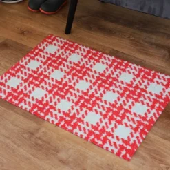 2'x3' ColorStar Hook Knit Door Mat Red - Bungalow Flooring