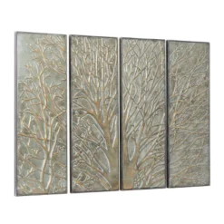 Metal Tree Wall Decor With Embossed Design Set Of 4 Brown - Olivia & May -Home Decor Shop GUEST b0d0f8b1 1570 4df9 8c94 2314b05c508b