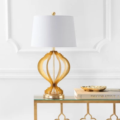 28.5" Metal Sebastian Trellis Table Lamp (Includes LED Light Bulb) Gold - JONATHAN Y 2 28.5" Metal Sebastian Trellis Table Lamp (Includes LED Light Bulb) Gold - JONATHAN Y - Image 2