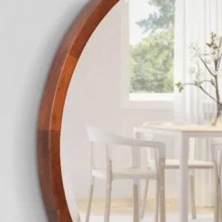 24" McLean Round Wall Mirror Walnut Brown - Kate & Laurel All Things Decor -Home Decor Shop GUEST b267a7ff edb8 4e4f 8844 a3c3eb4b8179