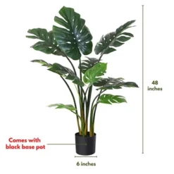 Forever Leaf 48" Artificial Monstera Artificial Plant In Black Pot, Indoor Artificial Plant For Home Decor -Home Decor Shop GUEST b36117be 6c7e 4333 b2cb 28719c5ea957