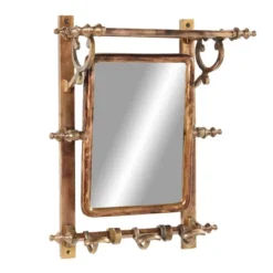 15" X 20" Bathroom Wall Rack With Hooks And Rectangular Mirror - Olivia & May 6 15" X 20" Bathroom Wall Rack With Hooks And Rectangular Mirror - Olivia & May -Home Decor Shop GUEST b7c2ed7a 4117 4c98 bc70 d0d21186e15e