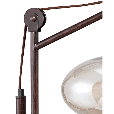 Franklin Iron Works Calyx Modern Industrial Desk Lamp 29" Tall Bronze Brown Cognac Glass Dome Shade For Bedroom Living Room Bedside Nightstand Office 3 Franklin Iron Works Calyx Modern Industrial Desk Lamp 29" Tall Bronze Brown Cognac Glass Dome Shade For Bedroom Living Room Bedside Nightstand Office - Image 3