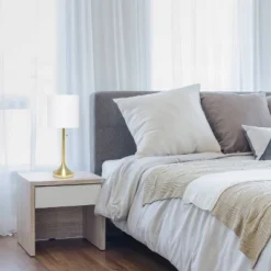 Tapered Desk Lamp With Fabric Drum Shade White - Simple Designs -Home Decor Shop GUEST b994042d bc14 4810 98df 18677dd0f57a