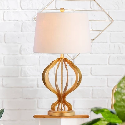 28.5" Metal Sebastian Trellis Table Lamp (Includes LED Light Bulb) Gold - JONATHAN Y 4 28.5" Metal Sebastian Trellis Table Lamp (Includes LED Light Bulb) Gold - JONATHAN Y - Image 4