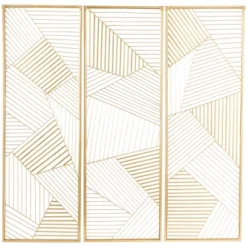 Set Of 3 Metal Geometric Wall Decors With Gold Frame - CosmoLiving By Cosmopolitan 6 Set Of 3 Metal Geometric Wall Decors With Gold Frame - CosmoLiving By Cosmopolitan -Home Decor Shop GUEST ba03bfc8 875f 4488 8cb7 baa7976cb2fc
