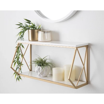 21" X 11" Brost Wood/Metal Decorative Wall Shelf White/Gold - Kate & Laurel All Things Decor 5 21" X 11" Brost Wood/Metal Decorative Wall Shelf White/Gold - Kate & Laurel All Things Decor - Image 5