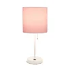 19.5" Bedside USB Port Feature Metal Table Desk Lamp White With Light Pink Fabric Shade - Creekwood Home