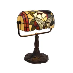Tiffany Style Bankers Lamp With Butterfly Design (Includes LED Light Bulb) - Trademark Global -Home Decor Shop GUEST bc470588 9771 456a 9a17 3bea439a655c