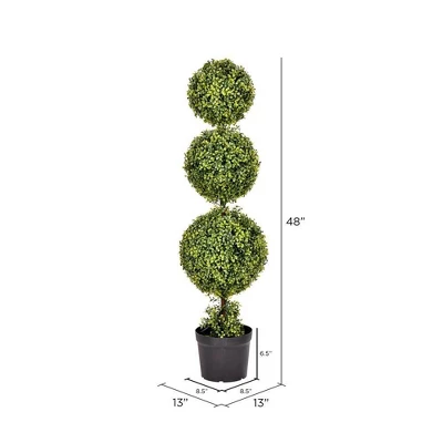 Artificial Boxwood Triple Ball With Pot (UV) (4') - Vickerman 8 Artificial Boxwood Triple Ball With Pot (UV) (4') - Vickerman - Image 8