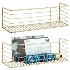 MDesign Wide Metal Wall Mount Storage Organizer Display Shelf - 2 Pack, Black -Home Decor Shop GUEST bcc97f68 69b0 41b3 9a3f b8afd019486d