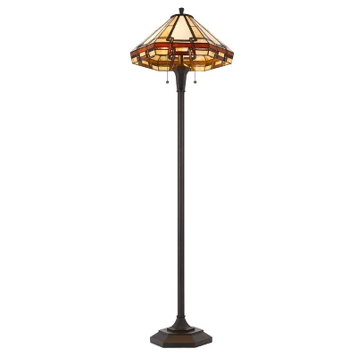 59.25" Resin Transitional Floor Lamp With Tiffany Glass Shade - Cal Lighting 4 59.25" Resin Transitional Floor Lamp With Tiffany Glass Shade - Cal Lighting - Image 4