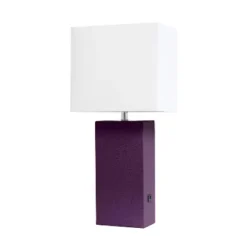 21" Lexington Leather Base Modern Home Decor Bedside Table Lamp With USB Charging Port And Fabric Shade - Lalia Home 34 21" Lexington Leather Base Modern Home Decor Bedside Table Lamp With USB Charging Port And Fabric Shade - Lalia Home -Home Decor Shop GUEST beba5898 f326 4592 82e9 7553dc78e0c9